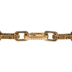Catena rectangular necklace in antique gold, showcasing a secure clasp and intricate design details.