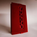 Catena Scarlet Envelope Clutch made of Italian velvet, featuring chain embroidery and a sleek rectangular design.