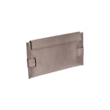 Catena Smoke Envelope Clutch in smoke silk satin with antique silver embroidery, perfect for elegant night outings.