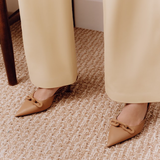 Catena Latte Mid-Heel Slingback Pump