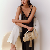 Rhea Gold High-Heel Ankle Cross Sandal