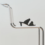 Rhea Black Mid-Heel Two Knots Sandal