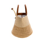 Melita Natural Large Tote Bag, showcasing smooth raffia with woven details and chic leather handles.