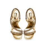 Ronda Gold High-Heel Asymmetric Sandal