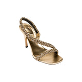 Ronda Gold High-Heel Asymmetric Sandal