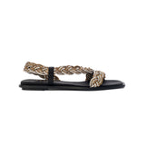 Ronda Black Flat Asymmetric Sandal